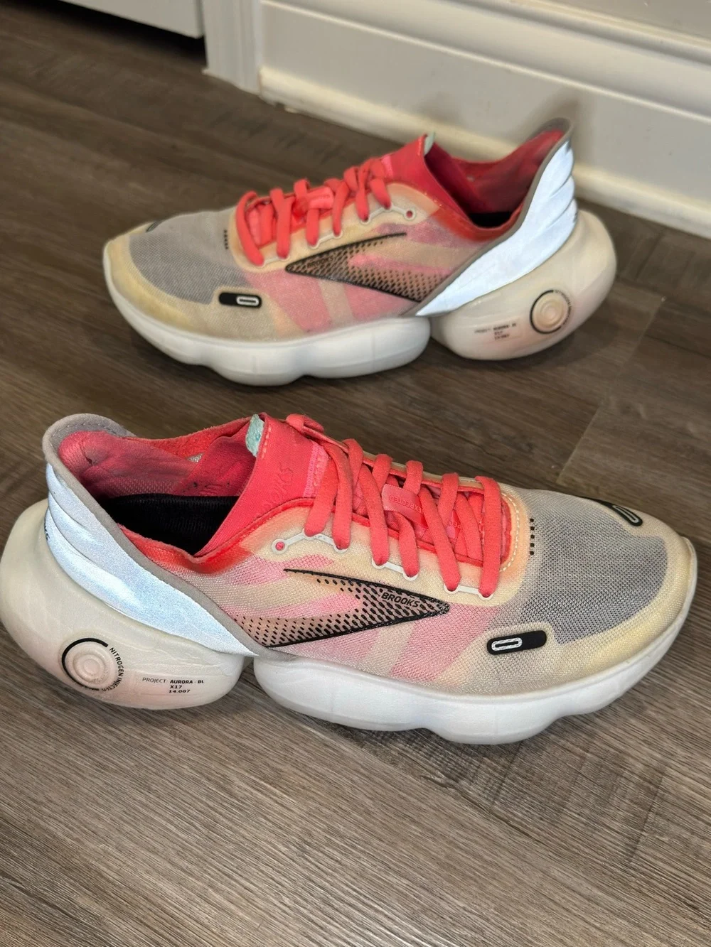 Brooks Aurora BL Athletic Running Sneakers in Coral Grey Black